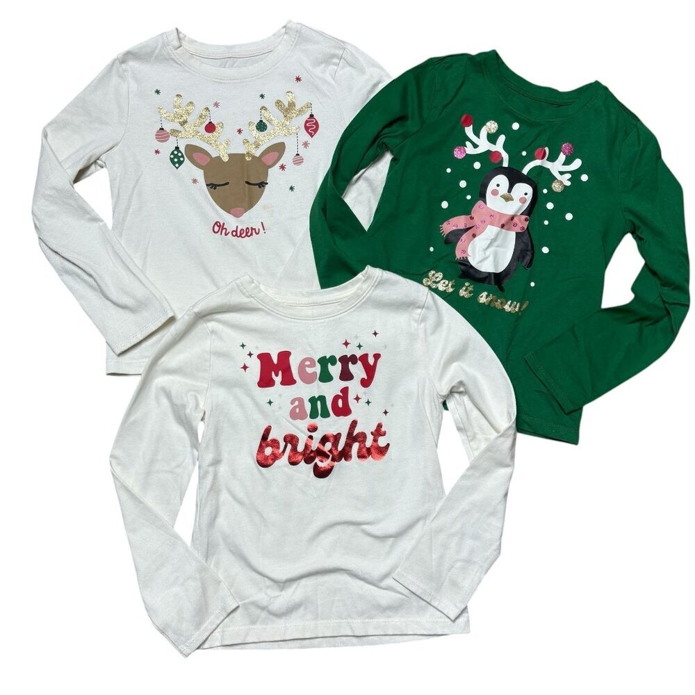 Girls Holiday Time Long Sleeve T-shirt Bundle Size Medium 7-8